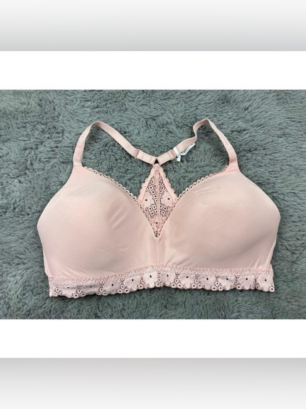 Aerie pink wireless racerback bra floral lace trim